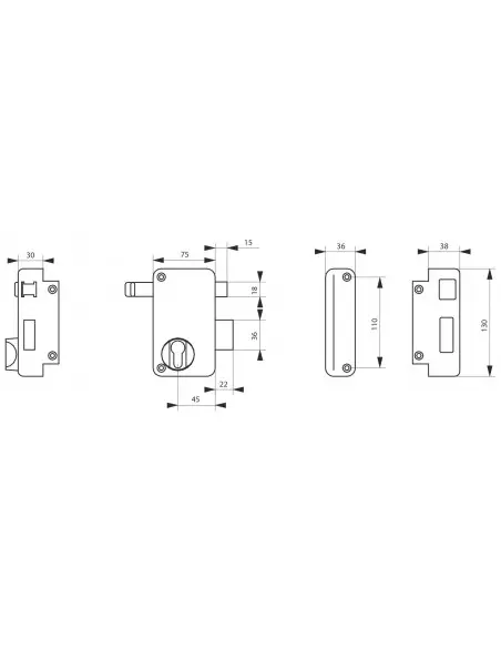 Boîtier à tirage 75 x 130 mm droite