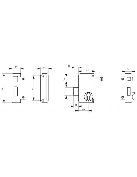 Boîtier à tirage 75 x 130 mm gauche