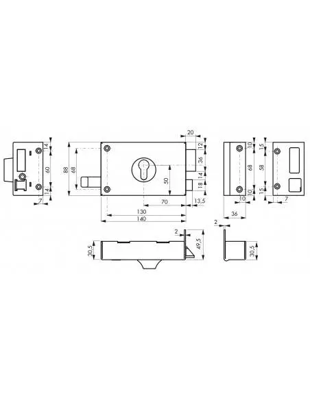 Boîtier cp à tirage 140 x 88 mm droite