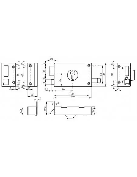 Boîtier cp à tirage 140 x 88 mm gauche