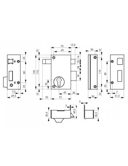 Boîtier cp à tirage 75 x 130 mm droite