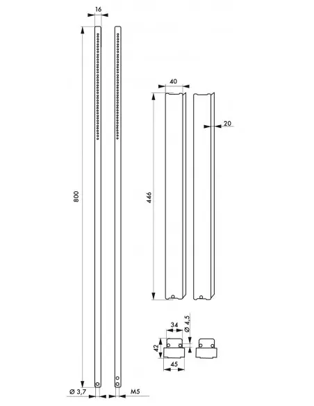 Kit tringle plate blanc pour hauteur porte 3,00 m