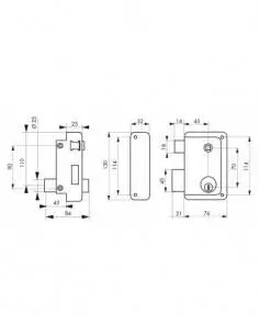 Serrure à DC 45 mm HG5 à fouillot gauche 2