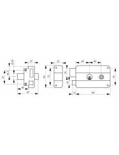 Serrure à DC 45 mm TRANSIT2 à fouillot gauche 2