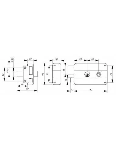 Serrure à DC 45 mm TRANSIT2 à fouillot gauche Serrure à DC 45 mm TRANSIT2 à fouillot gauche