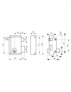 Serrure à DC 45 mm TRANSIT2 à tirage droite 2