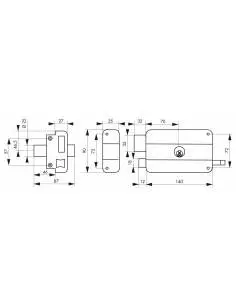 Serrure à DC 45 mm TRANSIT2 à tirage gauche 2