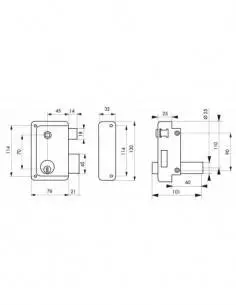 Serrure à DC 60 mm HG5 à fouillot droite 2