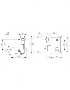 Serrure à DC 60 mm HG5 à fouillot gauche 2