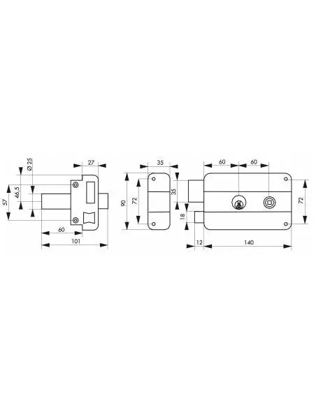 Serrure à DC 60 mm HG5 à fouillot gauche