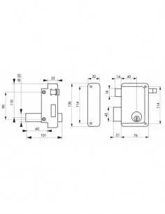 Serrure à DC 60 mm HG5 à tirage gauche 2