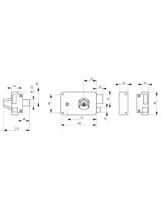 Serrure à DC à fouillot 140 x 88 mm droite 2