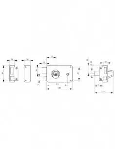 Serrure à DC à fouillot 140 x 88 mm gauche 2
