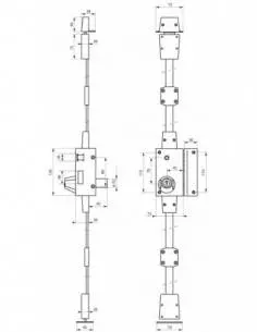 Serrure bronze CR à˜ 23 6 goup. à fouillot 75 x 130 mm droite 4 clà©s 2