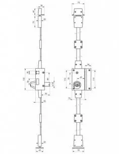 Serrure bronze CR TRANSIT 2 à fouillot 75 x 130 mm droite 4 clà©s 2