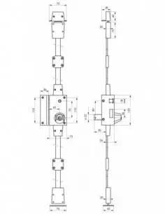Serrure bronze CR TRANSIT 2 à fouillot 75 x 130 mm gauche 4 clà©s 2