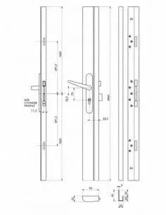 Serrure CP ADRIATIC rà©ver. pour porte haut. 2040 mm maxi, marron 4 clà©s 2