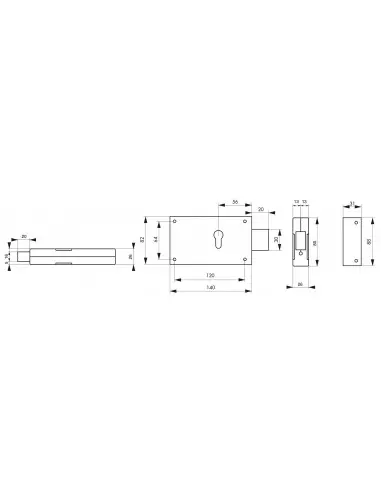 Boîtier cp 140 x 80 mm avec gâche Boîtier cp 140 x 80 mm avec gâche