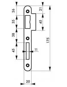 Gâche inox pour serrure norme nf à pêne dormant â½ tour 2
