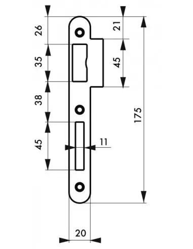 Gâche inox pour serrure norme nf à pêne dormant â½ tour Gâche inox pour serrure norme nf à pêne dormant â½ tour