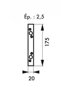 Jeu de gâches plates 20 mm bouts carrés (double pênes ronds Ø 10) 2