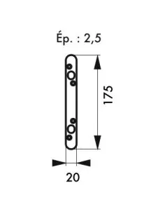 Jeu de gâches plates 20 mm bouts ronds (double pênes ronds Ø 10) 2