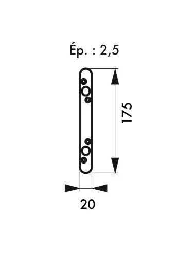 Jeu de gâches plates 20 mm bouts ronds (double pênes ronds Ø 10) Jeu de gâches plates 20 mm bouts ronds (double pênes ronds Ø 10)