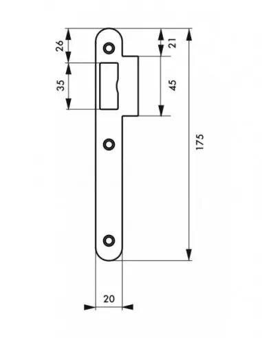Gâche inox pour serrure norme n.f bec de cane Gâche inox pour serrure norme n.f bec de cane