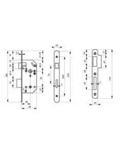 Serrure monomax nf axe 40 à condamnation v/br têtère acier laitonné 2