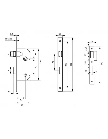 Serrure nf v/bc