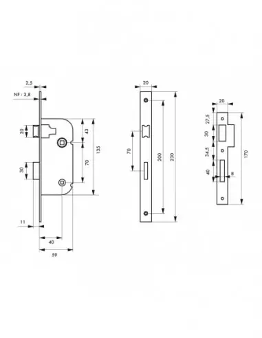 Serrure nf v/br Serrure nf v/br