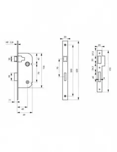Serrure norme n.f à condamnation réversible v/br 2