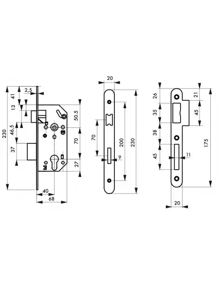 Boîtier monomax nf axe 40 à cylindre v/br tétère inox sans gâche