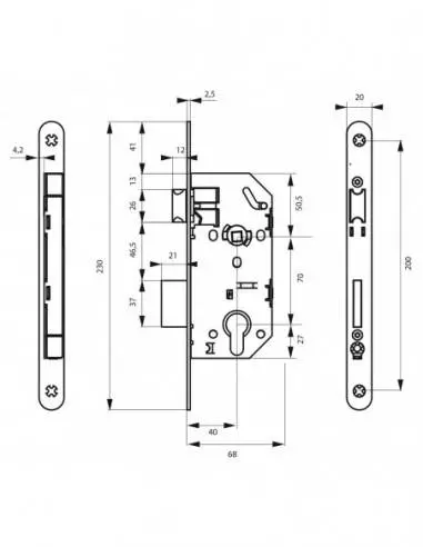 Boîtier monomax têtère affleurante droite Boîtier monomax têtère affleurante droite