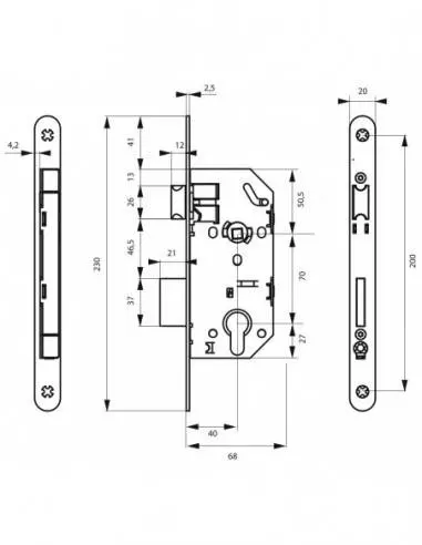 Boîtier monomax têtère affleurante gauche Boîtier monomax têtère affleurante gauche