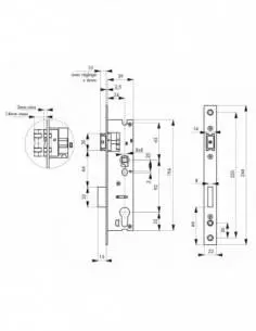 Boîtier serrure à cylindre axe 24 l 39 2