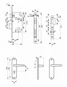 Garniture monomax axe 50 à cylindre 3 clés v/br + ensemble charon 2