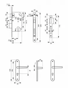 Garniture monomax axe 50 à cylindre 3 clés v/br + ensemble diane 2