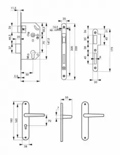 Garniture monomax axe 50 à cylindre 3 clés v/br + ensemble leto 2