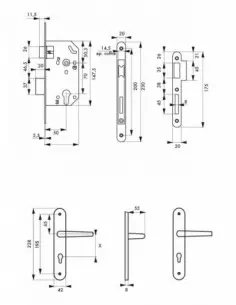Garniture monomax axe 50 à cylindre 3 clés v/br + ensemble pelope 2