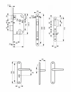Garniture monomax axe 50 à cylindre 3 clés v/br + ensemble vesta 2
