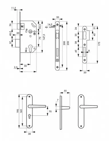 Garniture monomax axe 50 à cylindre 3 clés v/br + ensemble vesta Garniture monomax axe 50 à cylindre 3 clés v/br + ensemble vesta