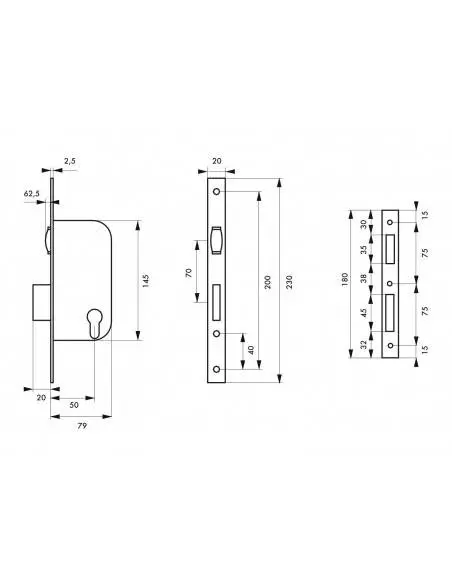 Serrure à rouleau v/br 3 clés