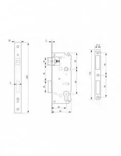Serrure a encastrer a50mm ea85mm bout carre 2