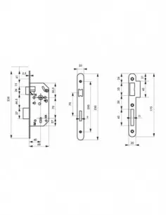 Serrure monomax axe40 pdt ½tour 1cle tetiere noire/br sans gâche 2