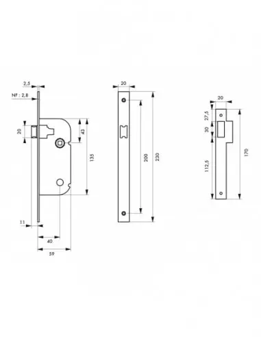 Serrure nf v/bc Serrure nf v/bc