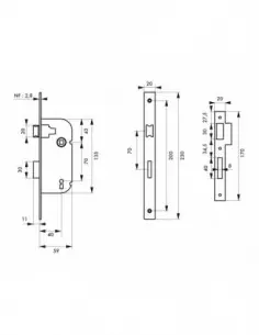 Serrure nf z/bc 1clé 2