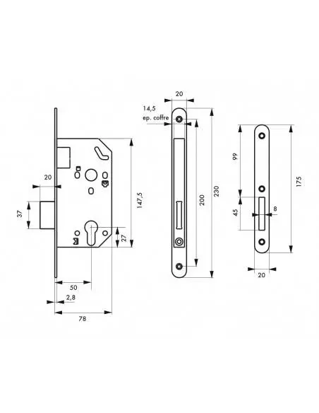 Serrure unimax nf têtère noire