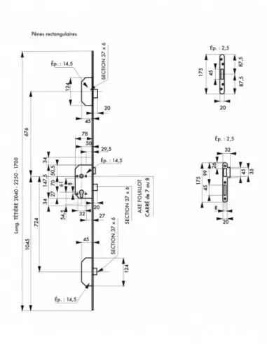 Boîtier 3 pts nf qc pênes rectangulaires têtère 2040 x 18 mm C7 mm Boîtier 3 pts nf qc pênes rectangulaires têtère 2040 x 18 mm C7 mm