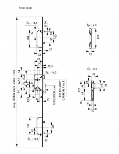 Boîtier 5 pts nf qc à 2 x 2 pênes ronds têtère 2040 x 18 mm 7 mm Boîtier 5 pts nf qc à 2 x 2 pênes ronds têtère 2040 x 18 mm 7 mm